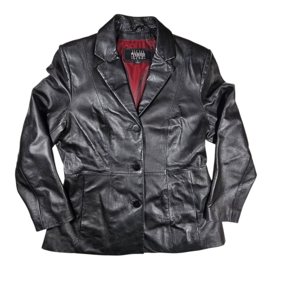 Vintage 90s Wilsons Leather Black Leather Jacket sz L - EUC!